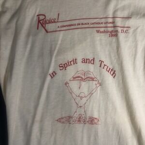 Vintage 1989 Conference on Black Catholic Liturgy Size XL Off White T Shirt